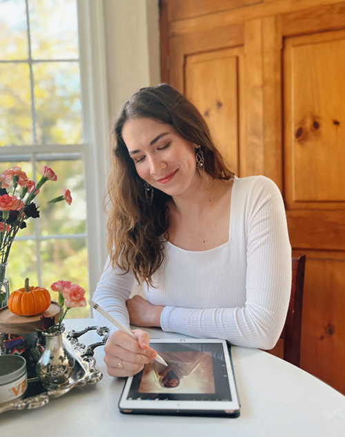 Maria, the artist behind Magnificat Prints